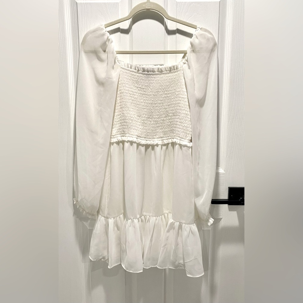 1. State Smock Bodice Ruffle Hem Long Sleeve Minidress - Picture 6 of 11